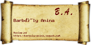 Barbély Anina névjegykártya